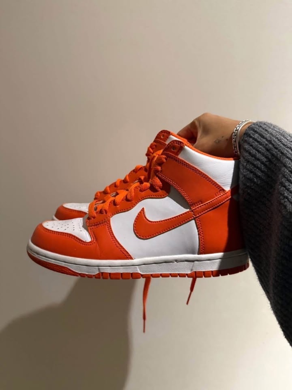 Nike High-Top Sneakers in Orange & White - Picture 2 of 2